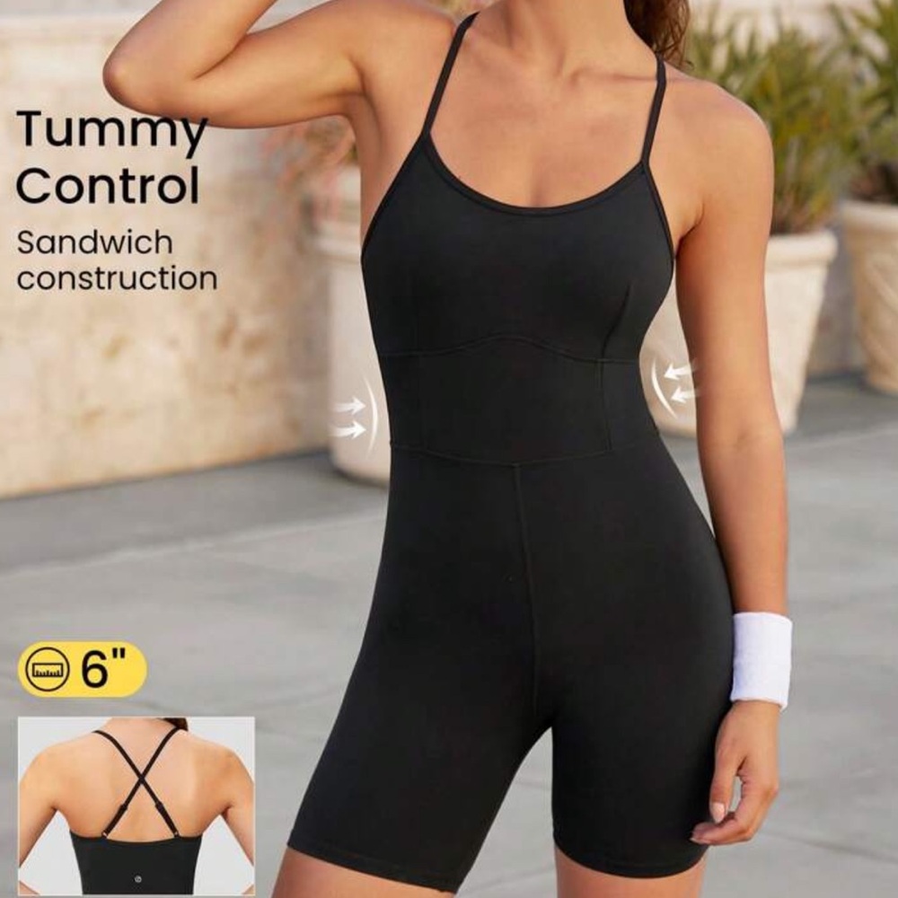 3/$30 Shein Black Adjustable Strap Sports Jumpsuit